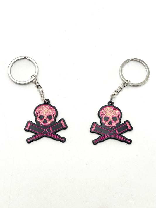 don’t try this at home metal keychain *pink glitter variant*